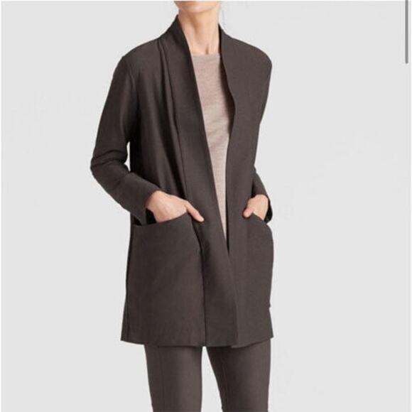 EILEEN FISHER Rye Kimono Jacket Size Small Stretch Crepe Gray-Brown - Picture 5 of 9